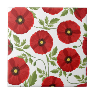 Mohn blüht fröhlich Sommer Blume Fliese