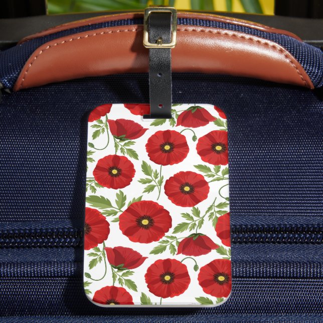 Mohn blüht fröhlich Sommer Blume Gepäckanhänger (Vorderseite Insitu 2)