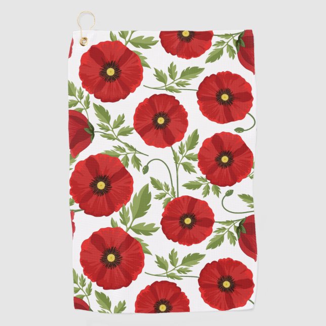 Mohn blüht fröhlich Sommer Blume Golfhandtuch (Vorderseite)
