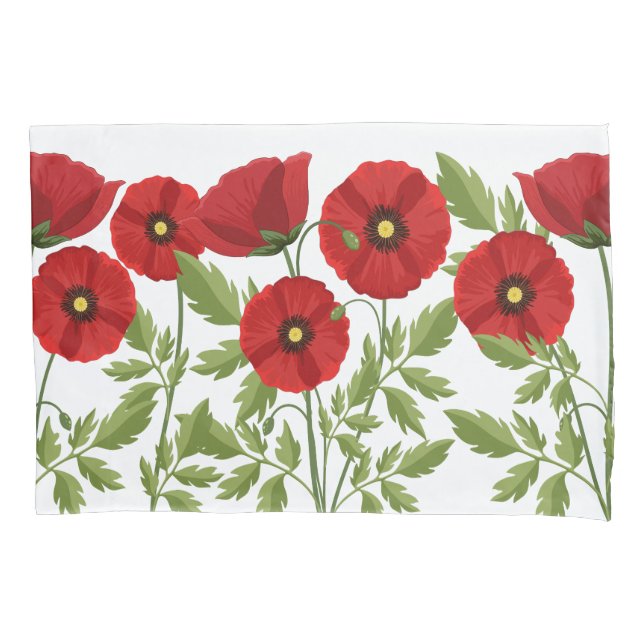 Mohn blüht fröhlich Sommer Blume Kissenbezug (Vorderseite)