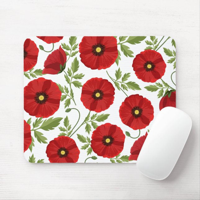 Mohn blüht fröhlich Sommer Blume Mousepad (Mit Mouse)