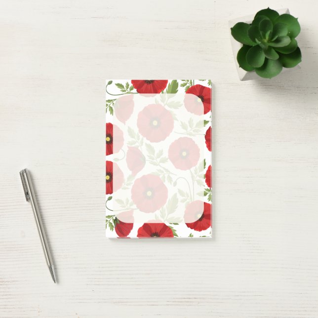 Mohn blüht fröhlich Sommer Blume Post-it Klebezettel (Büro)