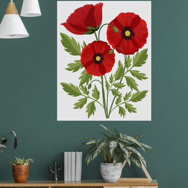 Mohn blüht fröhlich Sommer Blume Poster (Wohnzimmer 1)
