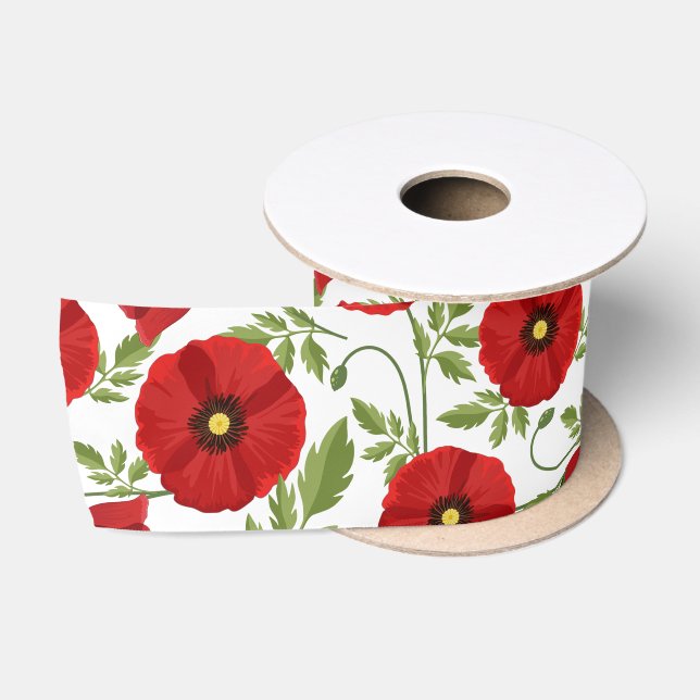 Mohn blüht fröhlich Sommer Blume Satinband (Spule)