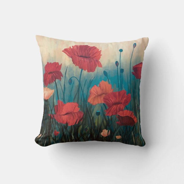 Mohn-Blume-Akzent-Polster Kissen (Vorderseite)