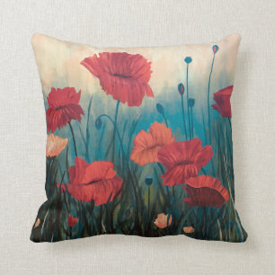 Mohn-Blume-Akzent-Polster Kissen