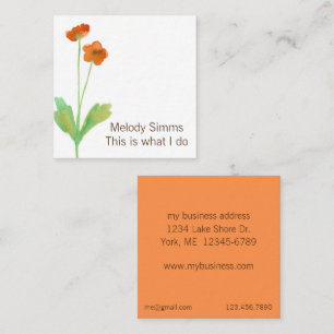 Mohn Blume Botanische Orangefarbene Blumenpracht Quadratische Visitenkarte
