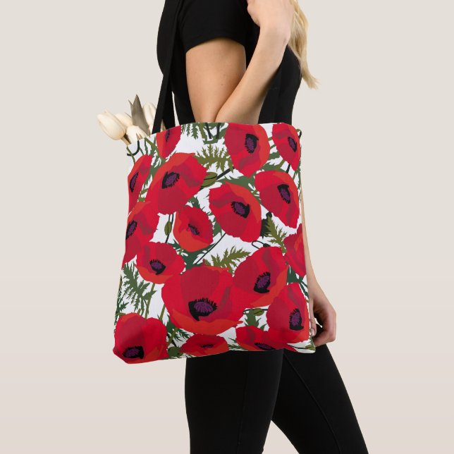 Mohn-Blume Muster-Tragetaschen Tasche (Von Nahem)
