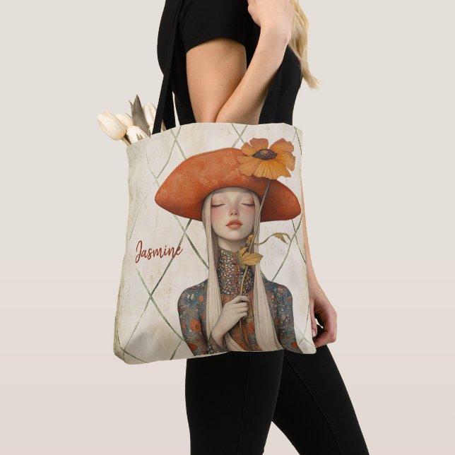 Mohn | Boho Art Personalisiert Tasche (Von Nahem)