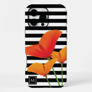 Mohn Chic Schwarz Streifen Monogramm iPhone 16 Pro Max Hülle