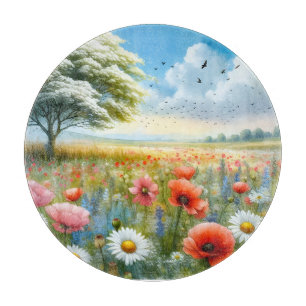 Mohn-Daisy-Wiese-Schneidbrett Schneidebrett