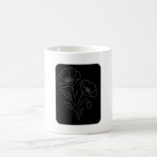Mohn Eleganz – Minimalistische florale Linienkunst Kaffeetasse