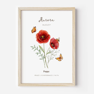 Mohn-Geburtsmonats-Blumenposter Poster