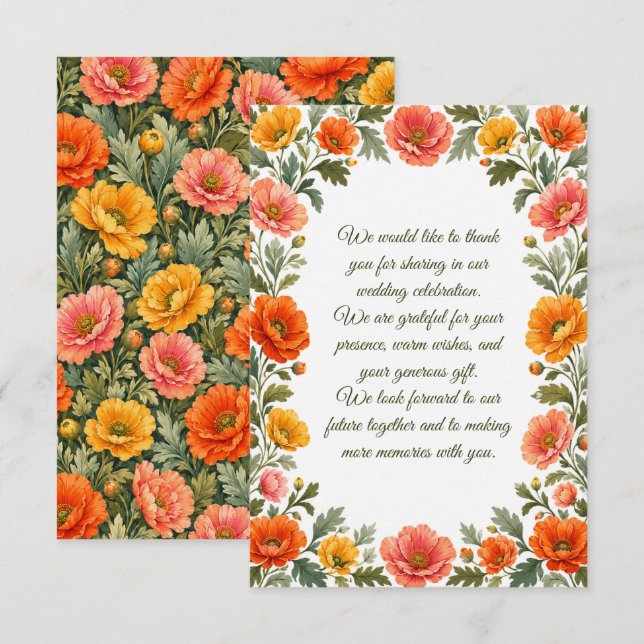 Mohn Hochzeit Mitteilungskarte (Vorne/Hinten)