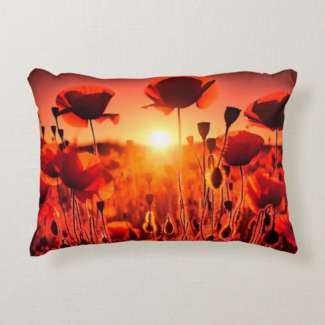 Mohn im Gegenlicht Dekokissen (Vorderseite)