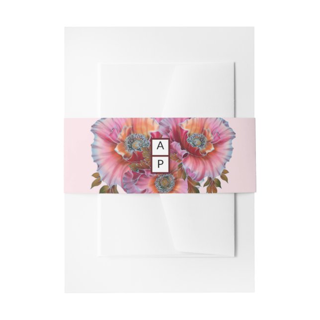 Mohn in Bloom | Elegante Chic Floral Wedding Einladungsbanderole (Vorderseite Beispiel)