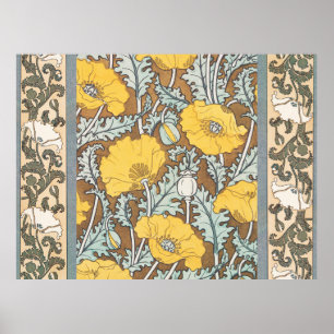 Mohn Kunst Illustration gelbe Blume Poster