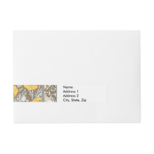 Mohn Kunstillustration gelbe Blume Rundum-Adressaufkleber