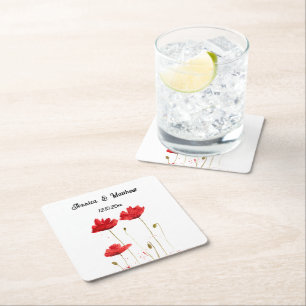 Mohn Mohnrot Blumen Aquarell Hochzeiten Rechteckiger Pappuntersetzer