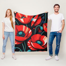 Mohn Papaver Blumen Fleecedecke