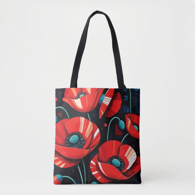 Mohn Papaver Blumen Tasche (Vorderseite)