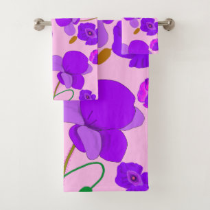 Mohn (Papaver somniferum) Lilac Badhandtuch Set