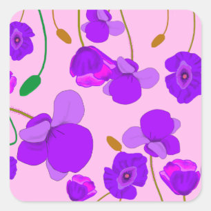 Mohn (Papaver somniferum) Lilac Quadratischer Aufkleber