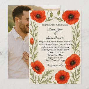 Mohn Reverie Foto Hochzeits Einladung