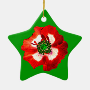 Mohn Rot Weiß Grün Stern Grün Keramikornament