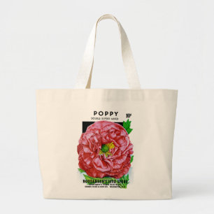 Mohn Samenpaket im Vintage-Stil Jumbo Stoffbeutel