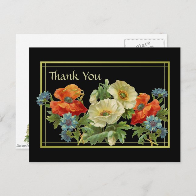 Mohn und Cornblumen Danke, Florentiner Postkarte (Vorne/Hinten)