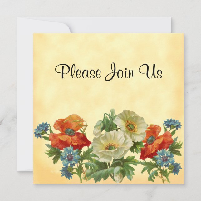 Mohn und Cornblumen Einladungen nach Maß (Vorderseite)