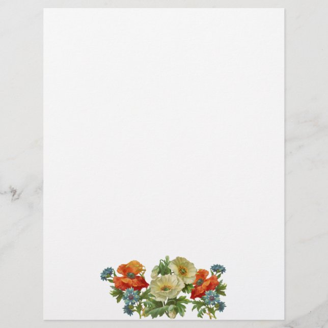 Mohn und Cornblumen Vintage Blumenkunst (Vorderseite)