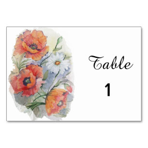 Mohn und Gänseblümchen floral Tischnummer