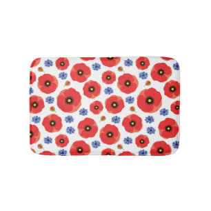 Mohn- und Kornblumenmuster Badematte