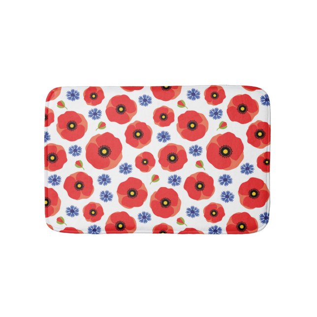 Mohn- und Kornblumenmuster Badematte (Vorderseite)