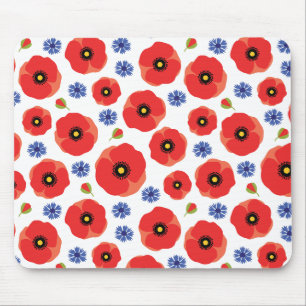 Mohn- und Kornblumenmuster Mousepad