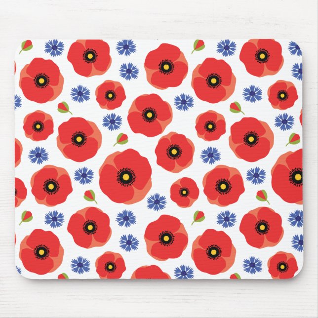 Mohn- und Kornblumenmuster Mousepad (Vorne)