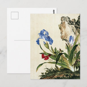 Mohn und Schmetterling Blume Kunst und Kultur Postkarte