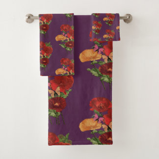 Mohn und Schmetterlinge  Badhandtuch Set
