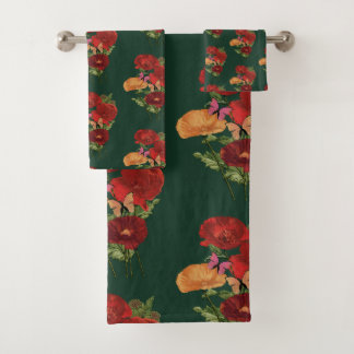 Mohn und Schmetterlinge  Badhandtuch Set