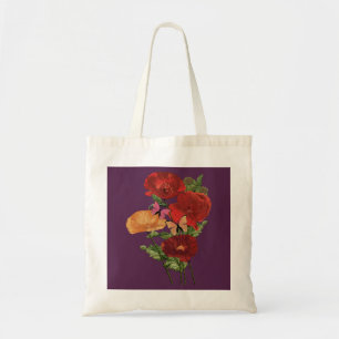 Mohn und Schmetterlinge Tragetasche