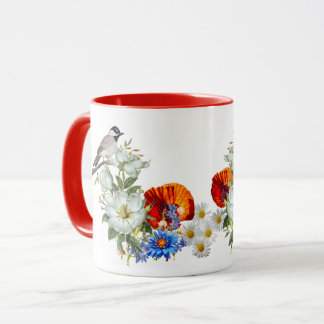 Mohn und Vogel Tasse