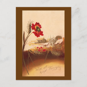 Mohn und Weizen Vintage Herbst Postkarte