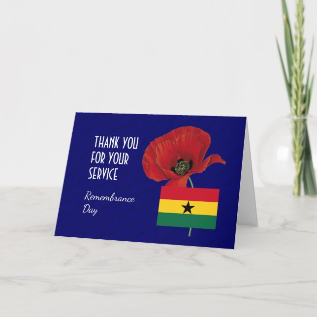 Mohn | Veteranen | Ghana-Flagge | ERINNERUNG Dankeskarte (Vorderseite)