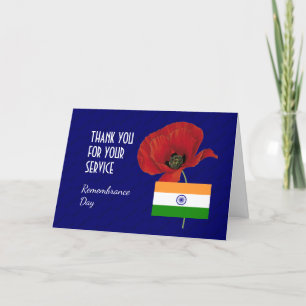 Mohn   Veteranen   INDIA-Flag   ERINNERUNG Dankeskarte