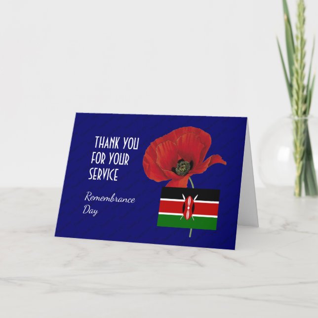 Mohn | Veteranen | Kenya Flag | ERINNERUNG Dankeskarte (Vorderseite)