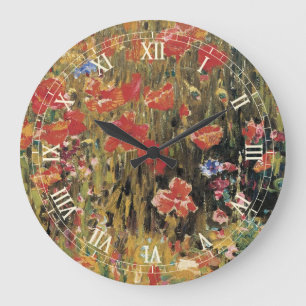 Mohn von Robert Vonnoh, Vintage Impressionismus Große Wanduhr