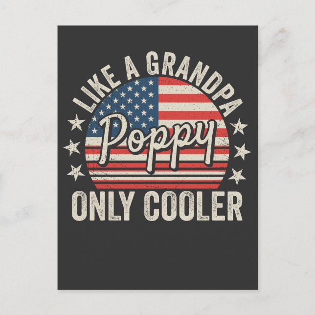 Mohn wie ein Opa nur Cooler die Flagge der USA Postkarte (Vorderseite)