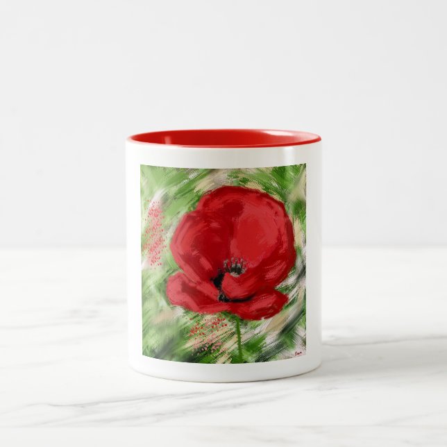 mohn zweifarbige tasse (Mittel)